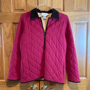 Mia Nola Medium Red Cranberry Jacket Coat cotton blend spandex Quilted
